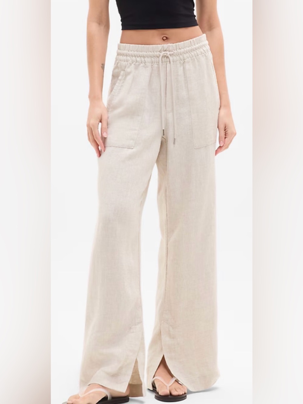 Athleta Retreat Linen High Rise Wide Leg Pant | Color: Undyed  | size M ta